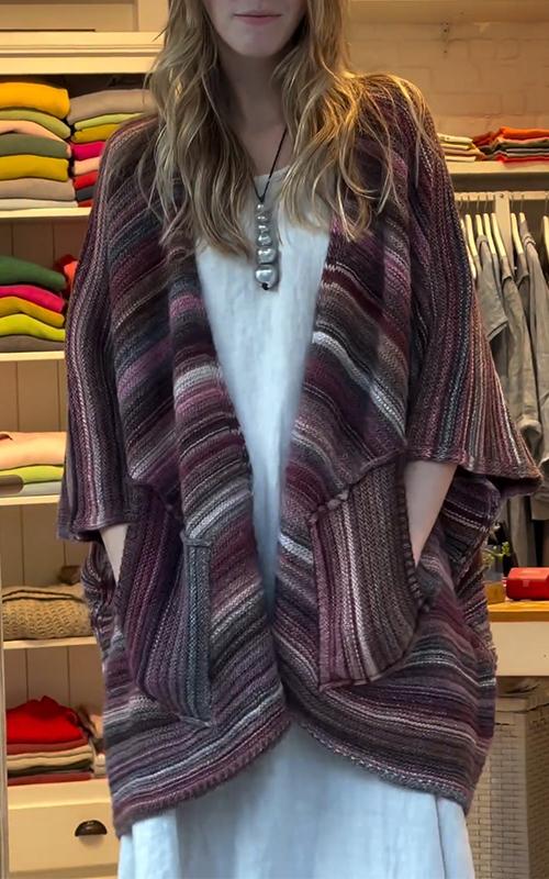 Women's V-neck Rainbow Knitted Cardigan